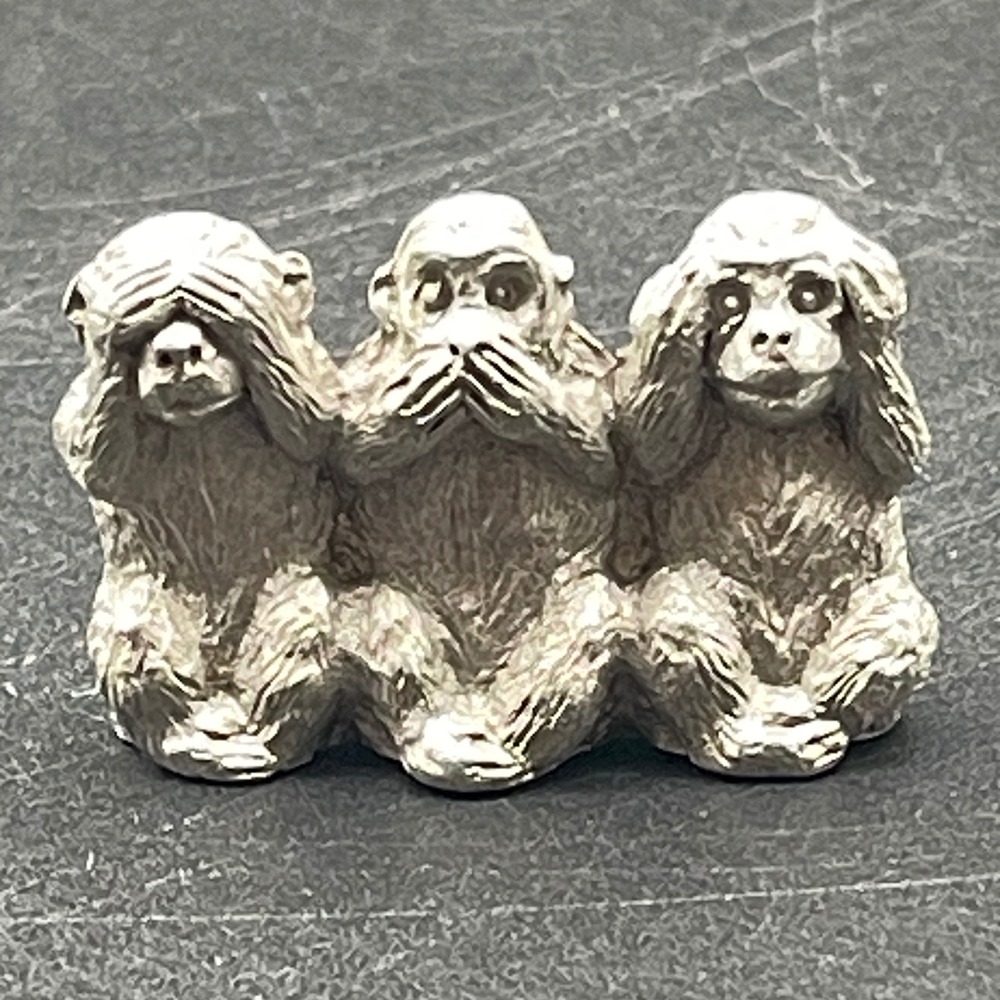 Spoontiques‎ Pewter Three Wise Monkeys Figurine See Hear Speak No Evil Miniature